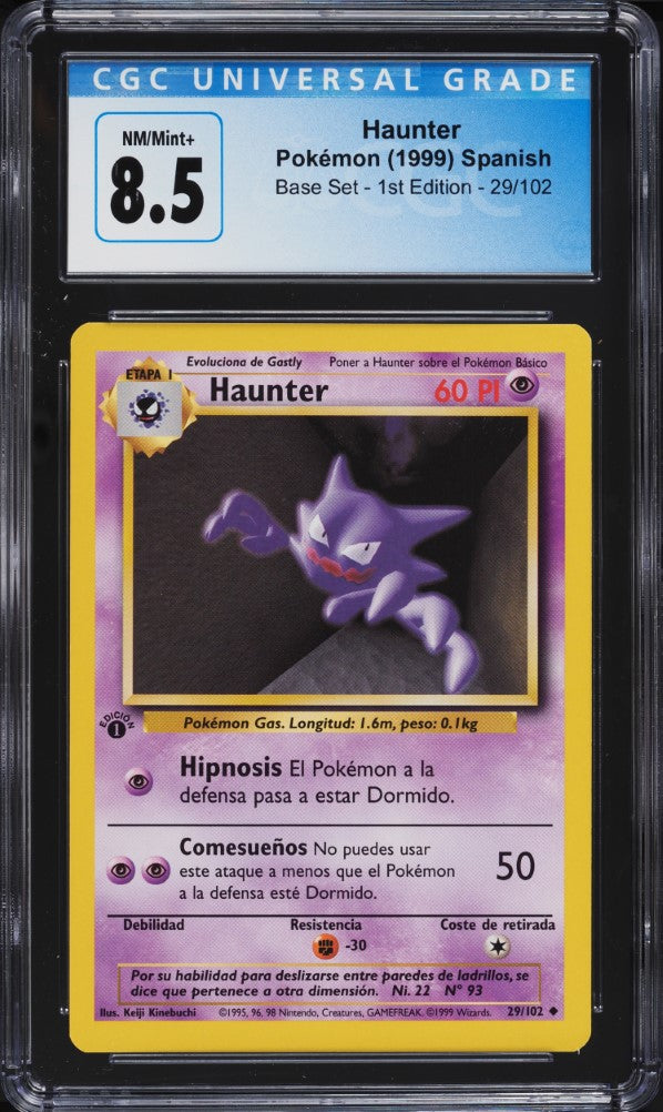 Haunter 1ra Edición 29/102 - CGC 8.5 NM/Mint+ (Evolución de Gastly, Base Set Español 1999)