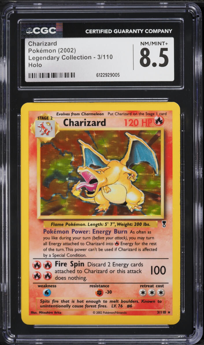 Charizard Holo 2002 Legendary Collection 3/110 CGC 8.5 NM/MINT+ – Pokémon TCG