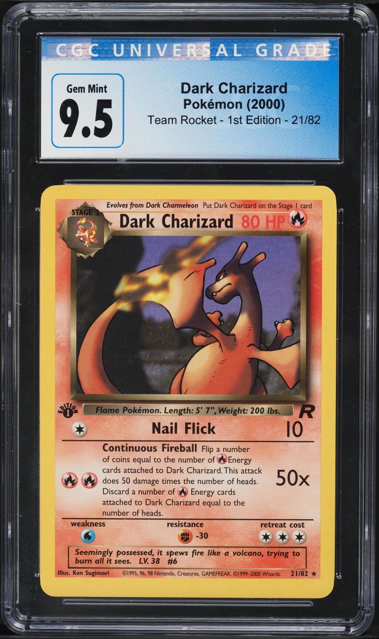 Carta Pokémon Dark Charizard 1st Edition Team Rocket 2000 - CGC 9.5 GEM MINT (#21/82)