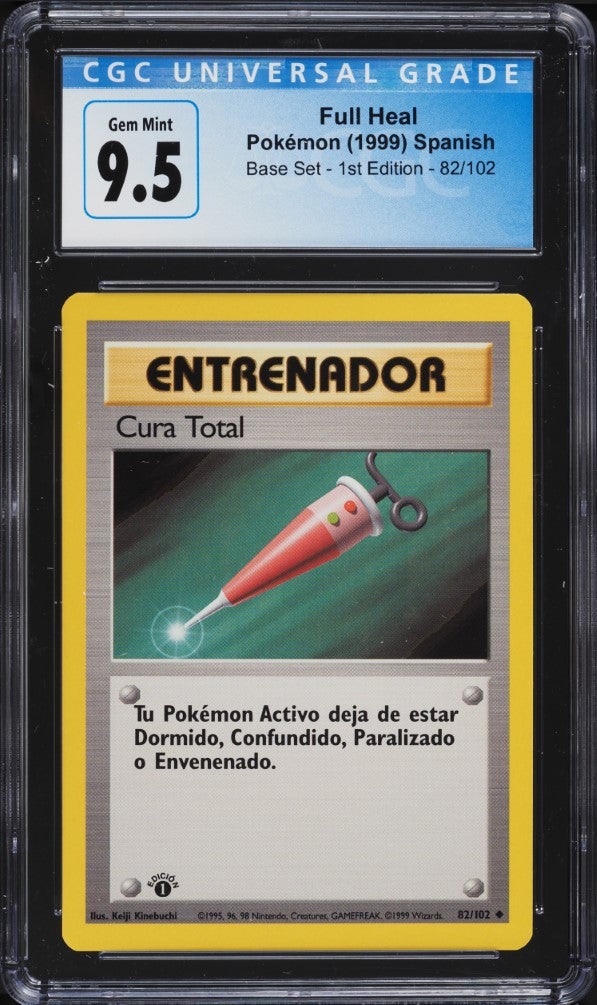Full Heal (Cura Total) 1ra Edición 82/102 - CGC 9.5 Gem Mint (Entrenador, Base Set Español 1999)