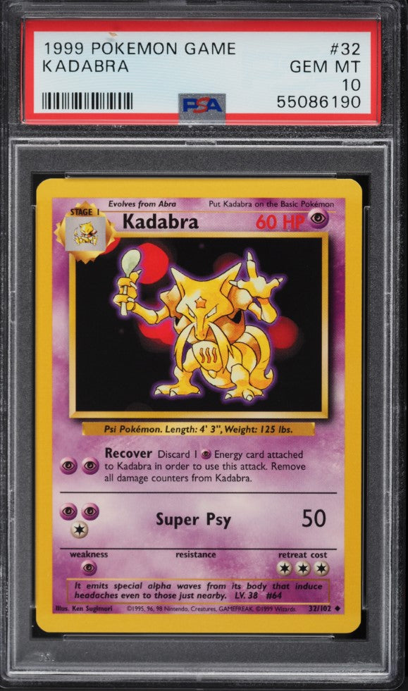 Kadabra 1999 Base Set - PSA 10 GEM MINT Inglés