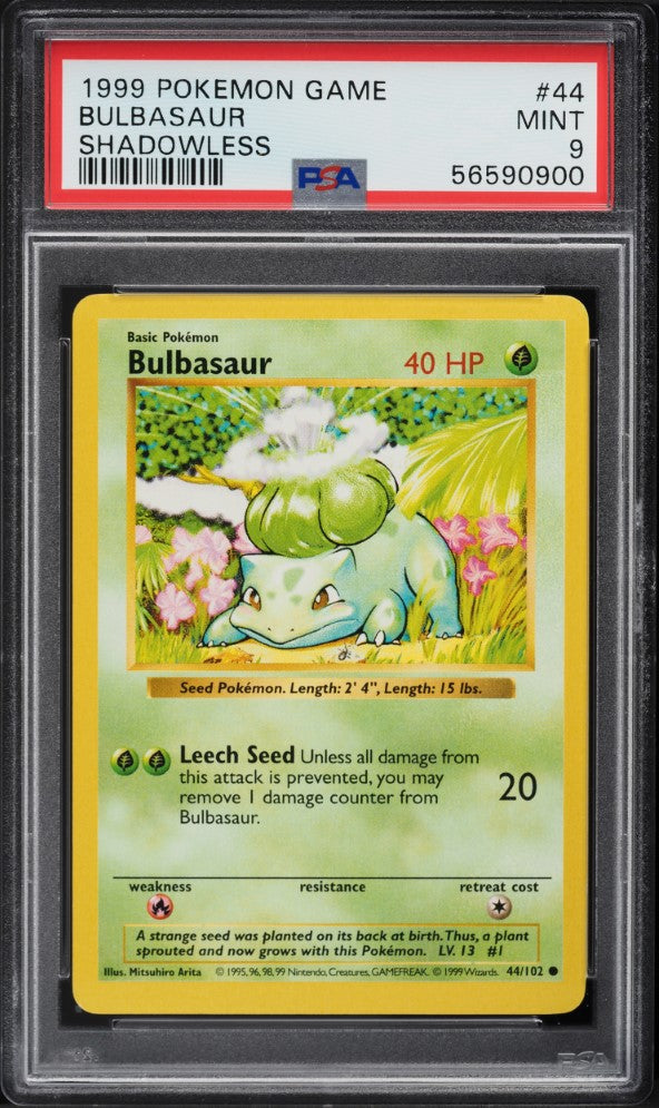 Bulbasaur Shadowless 44/102 - PSA 9 Mint (Pokémon Base Set 1999)