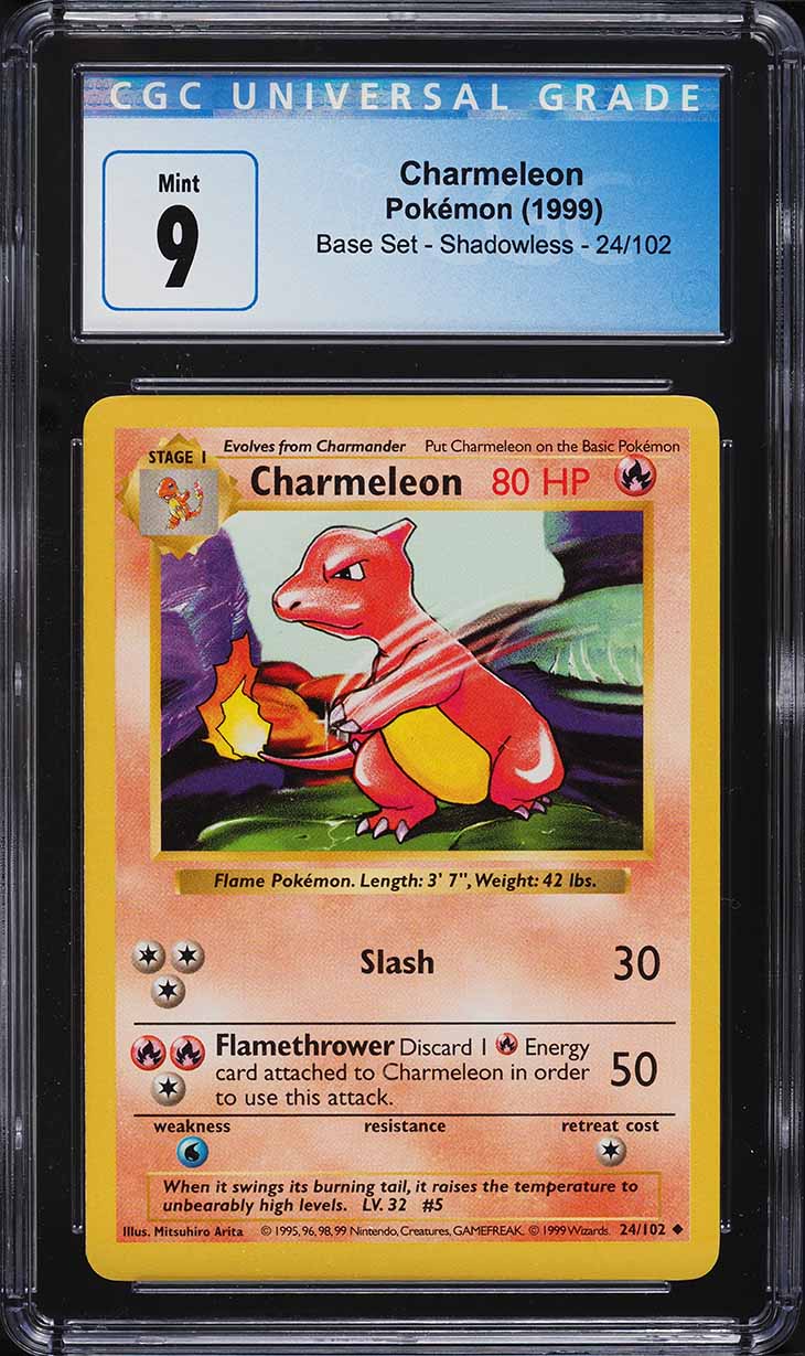 Charmeleon Shadowless 24/102 - CGC 9 Mint (Pokémon Base Set 1999)