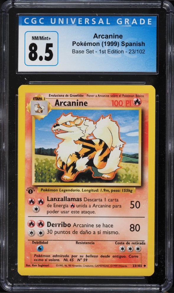 Arcanine 1ra Edición Base Set 1999 en Español - CGC 8.5 NM/Mint+