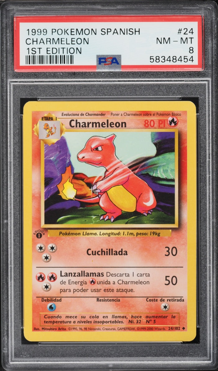 Charmeleon 1st Edition Base Set Español 1999 PSA 8 NM-MT #24/102 Pokémon
