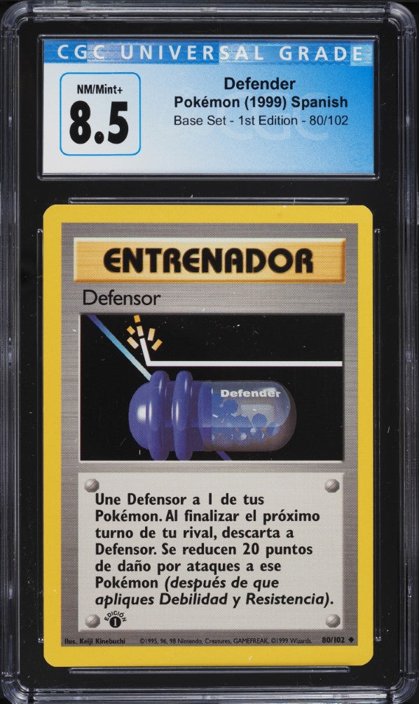 Defender (Defensor) 1ra Edición 80/102 - CGC 8.5 NM/Mint+ (Entrenador, Base Set Español 1999)