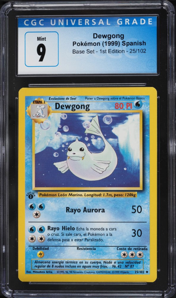 Dewgong 1ra Edición 25/102 - CGC 9 Mint (Pokémon Base Set Español 1999)