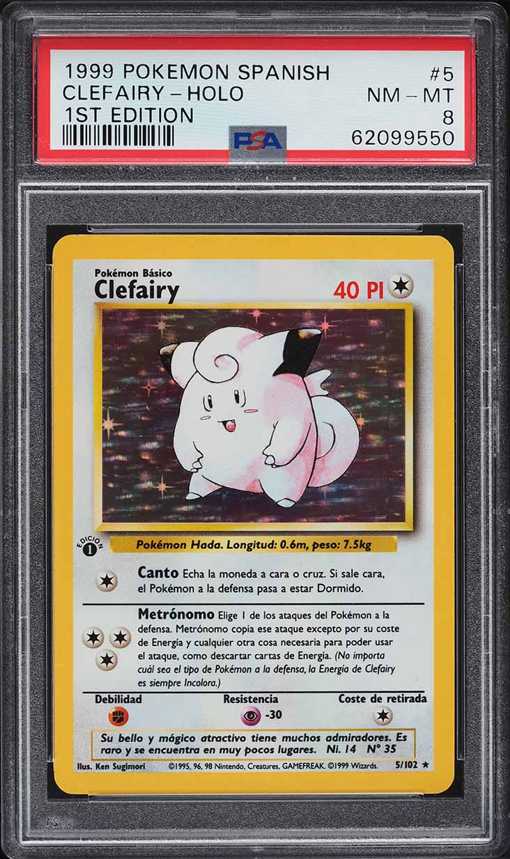 Carta Pokémon Clefairy Holo 1st Edition (1999) Español – PSA 8 NM-MT