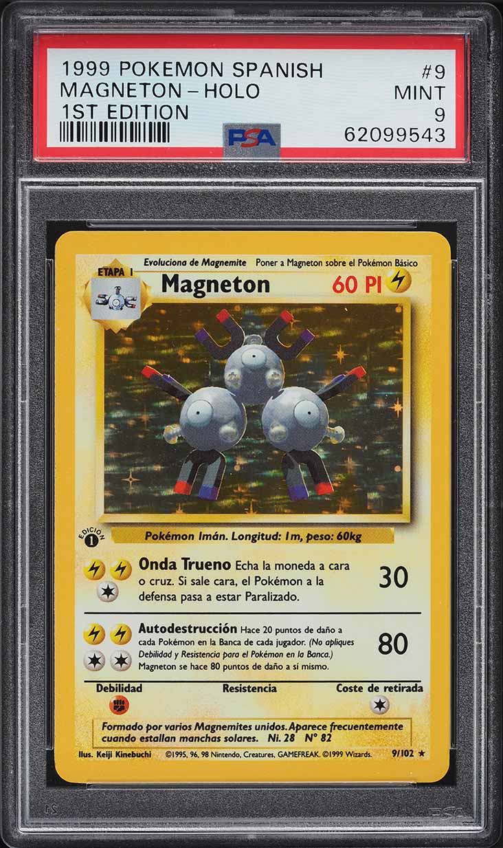 Carta Pokémon Magneton Holo 1st Edition (1999) Español – PSA 9 MINT