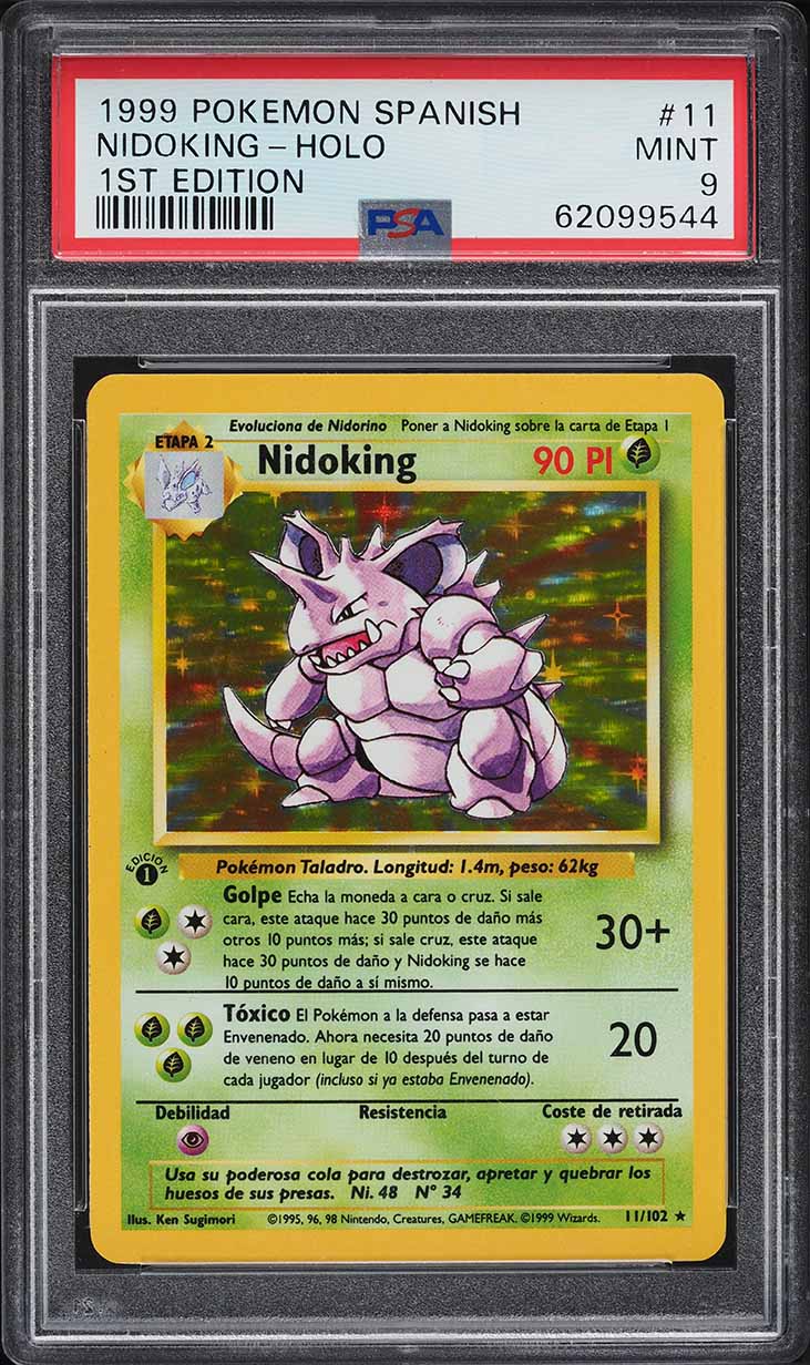Carta Pokémon Nidoking Holo 1st Edition (1999) Español – PSA 9 MINT