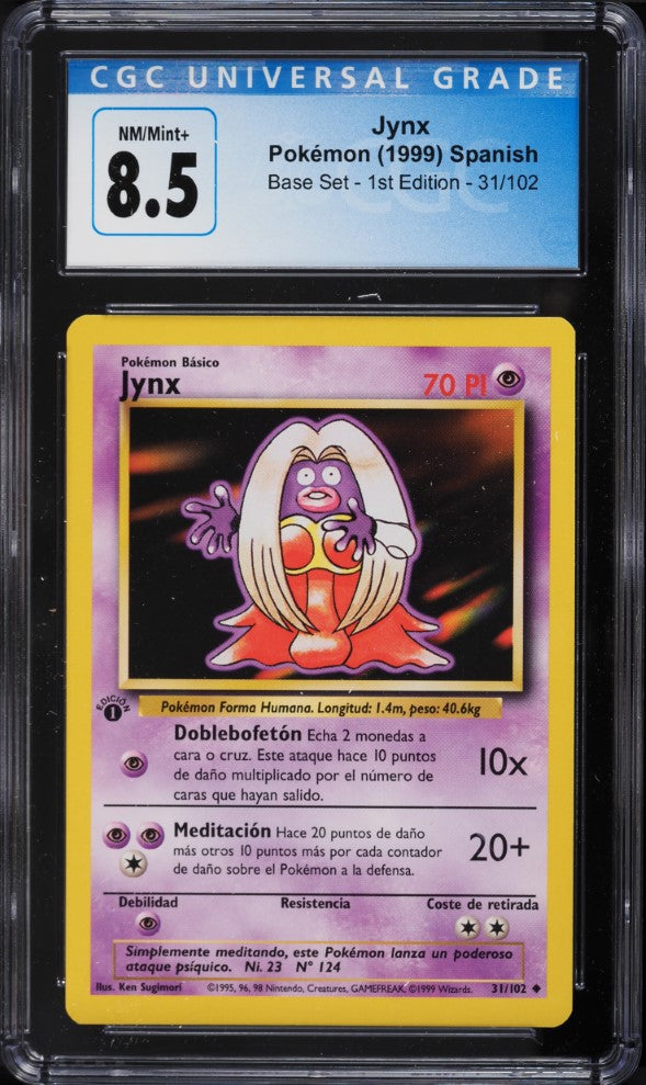 Jynx 1ra Edición 31/102 - CGC 8.5 NM/Mint+ (Pokémon Básico, Base Set Español 1999)