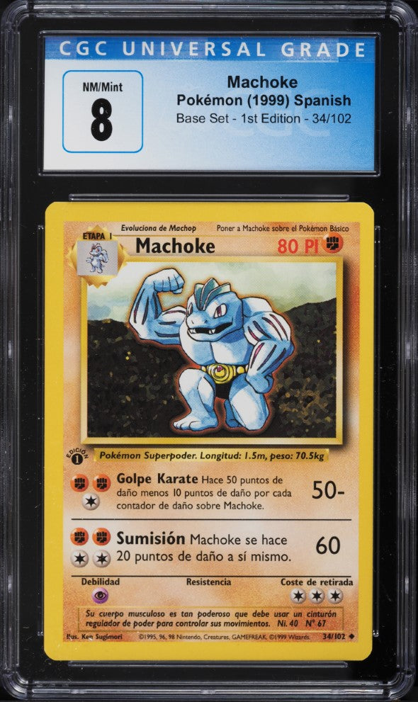 Machoke 1ra Edición 34/102 - CGC 8 NM/Mint (Base Set Español 1999)