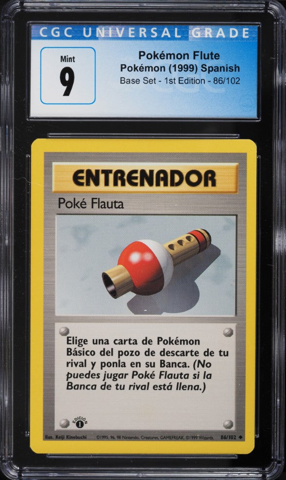 Poké Flauta 1ra Edición 86/102 - CGC 9 Mint (Pokémon Flute, Base Set Español 1999)