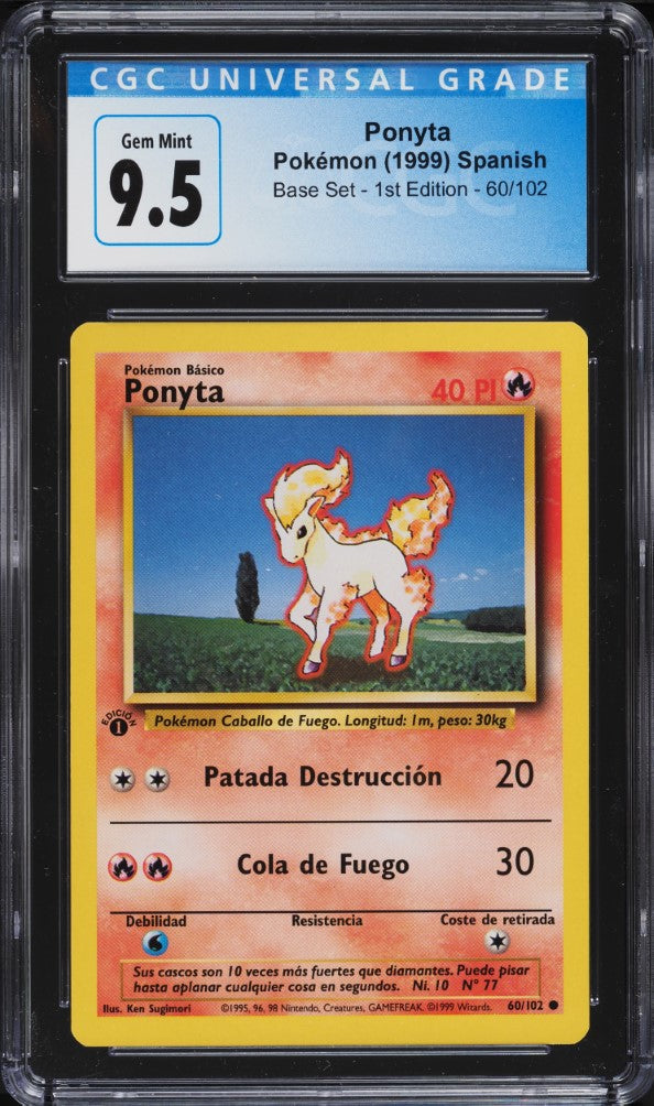 Ponyta 1ra Edición 60/102 - CGC 9.5 Gem Mint (Base Set Español 1999)
