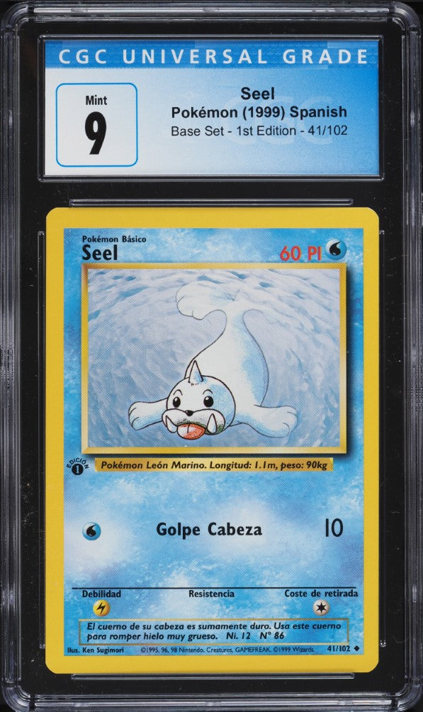 Seel 1ra Edición 41/102 - CGC 9 Mint (Pokémon Básico, Base Set Español 1999)