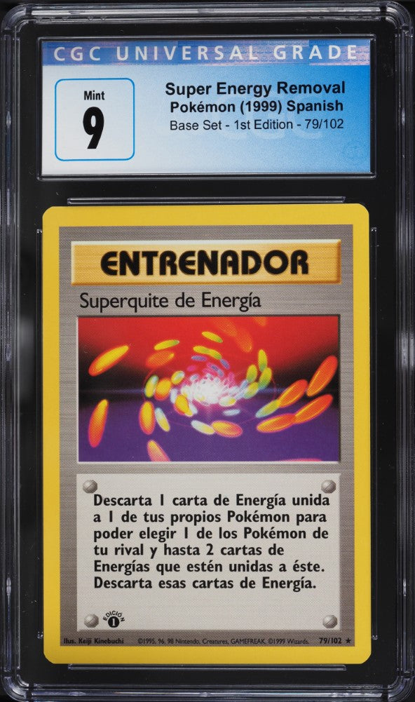 Super Energy Removal (Superquite de Energía) 1ra Edición 79/102 - CGC 9 Mint (Entrenador, Base Set Español 1999)