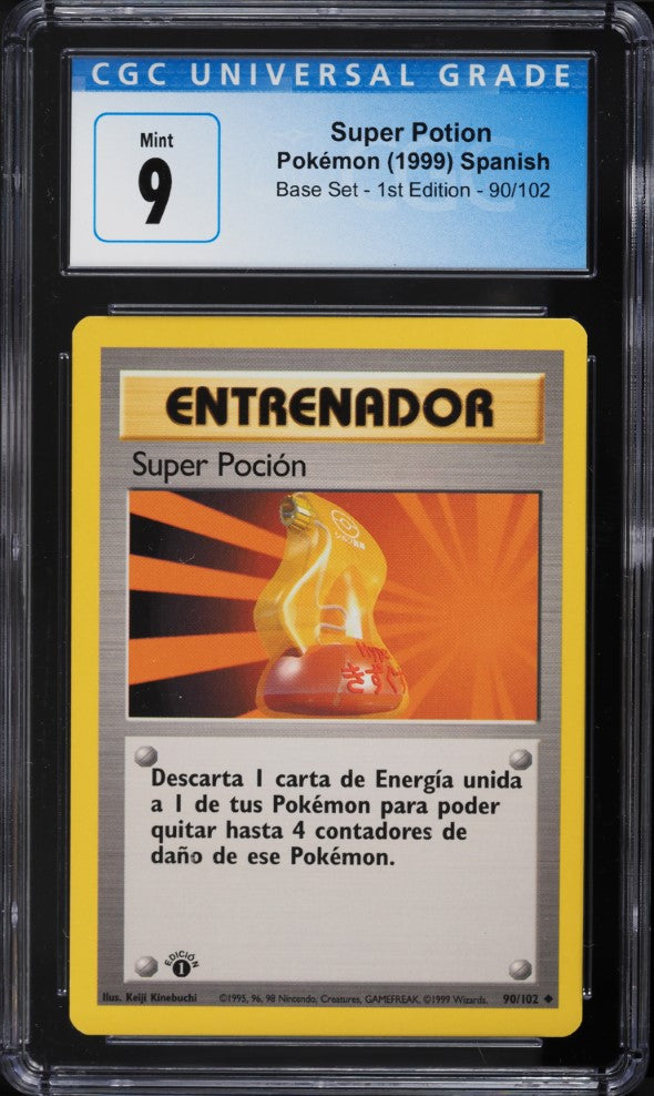 Super Potion (Super Poción) 1ra Edición 90/102 - CGC 9 Mint (Entrenador, Base Set Español 1999)
