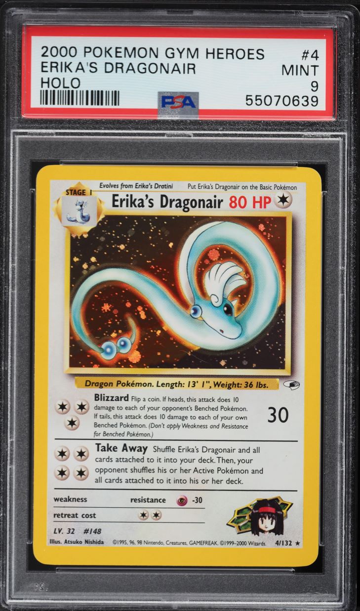 Carta Pokémon Erika’s Dragonair Holo Gym Heroes (2000) – PSA 9 MINT