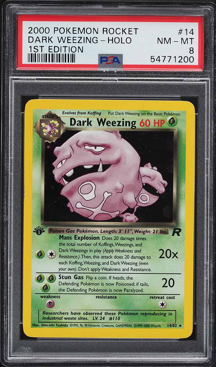 Carta Pokémon Dark Weezing Holo 1st Edition (2000) Team Rocket – PSA 8 NM-MT