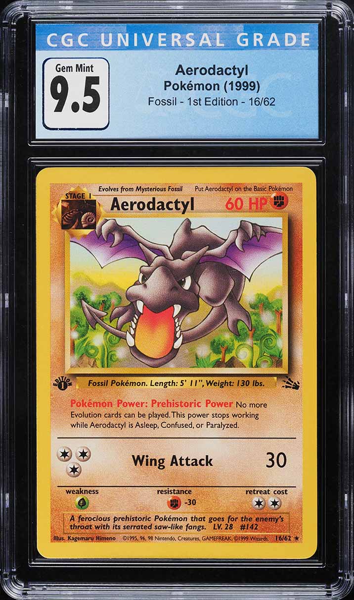 Aerodactyl 1st Edition Fossil 1999 #16 - CGC 9.5 GEM MINT (Pokémon TCG)