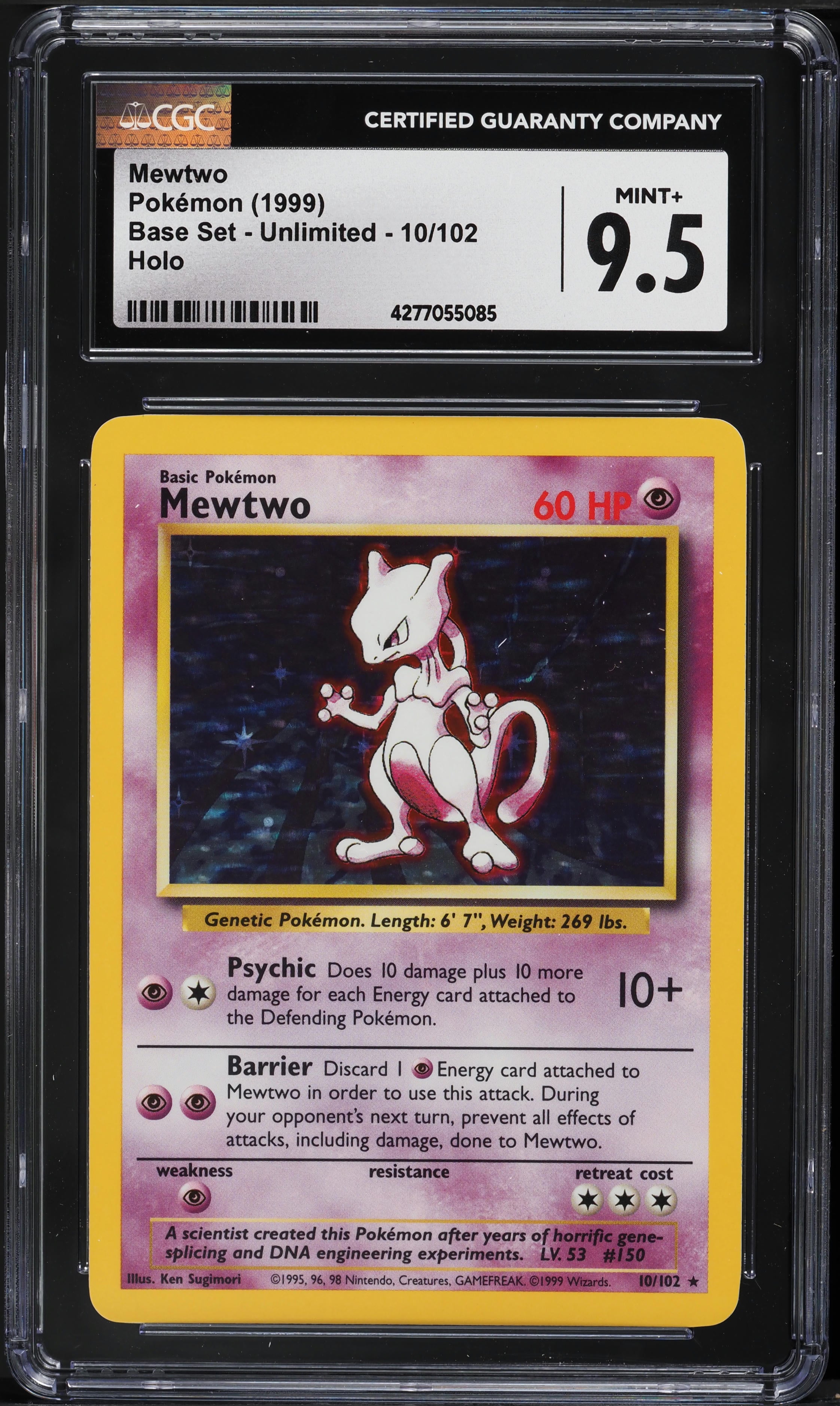Carta Mewtwo Base Set 1999 Holo - Pokémon #10 CGC 9.5 Mint+