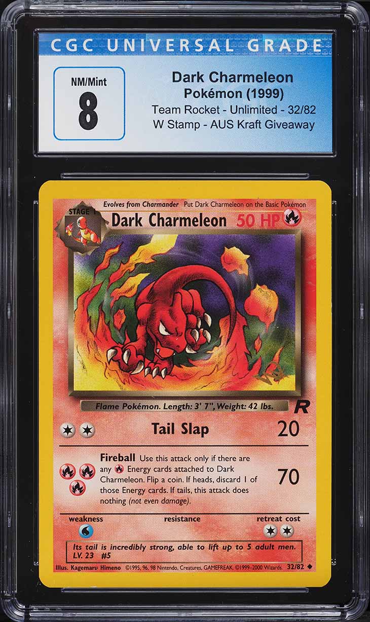 Carta Pokémon Dark Charmeleon Team Rocket W Stamp 1999 - CGC 8 NM-MT #32