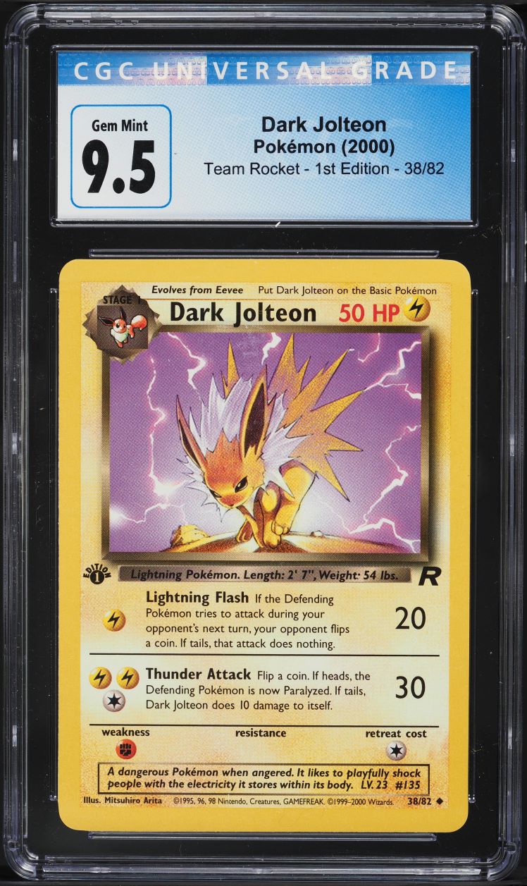 Carta Pokémon Dark Jolteon 1st Edition Team Rocket 2000 - CGC 9.5 GEM MINT (#38/82)