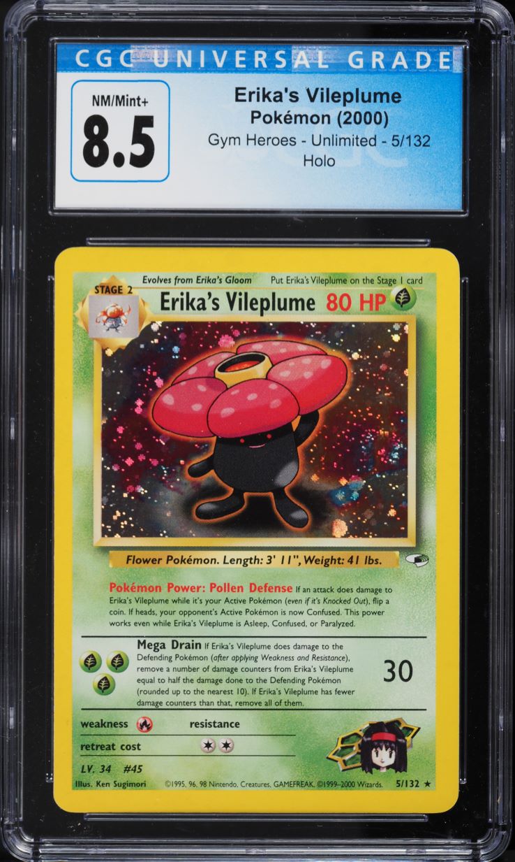 Carta Pokémon Erika's Vileplume Holo #5/132 - CGC 8.5 (NM/Mint+) - Gym Heroes 2000