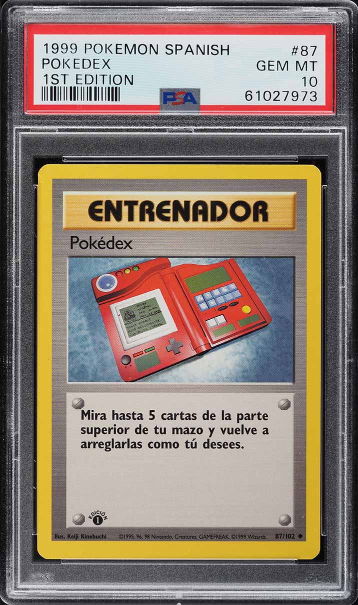 Carta Pokémon Pokédex 1ra Edición 1999 en Español - PSA 10 GEM MINT (Base Set) #87