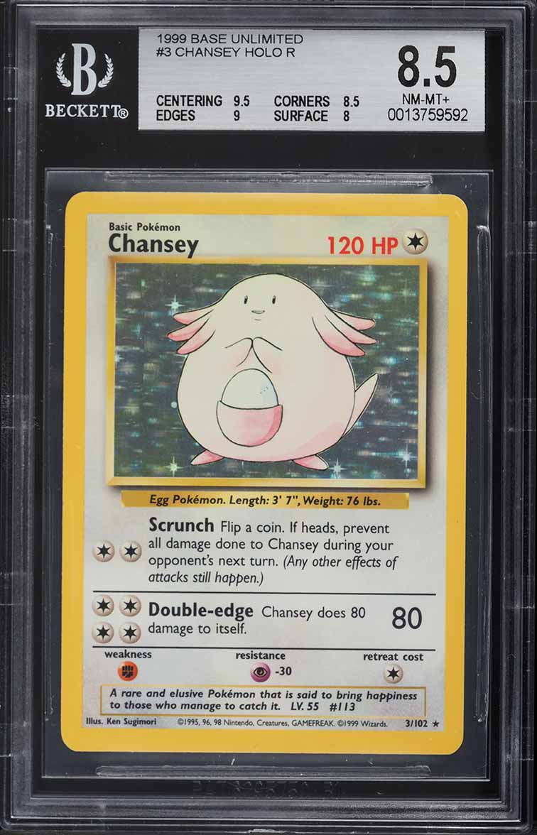 Chansey Holo (Base Set Holo) 1999 #3 - BGS 8.5 NM-MT+ (Pokémon TCG)