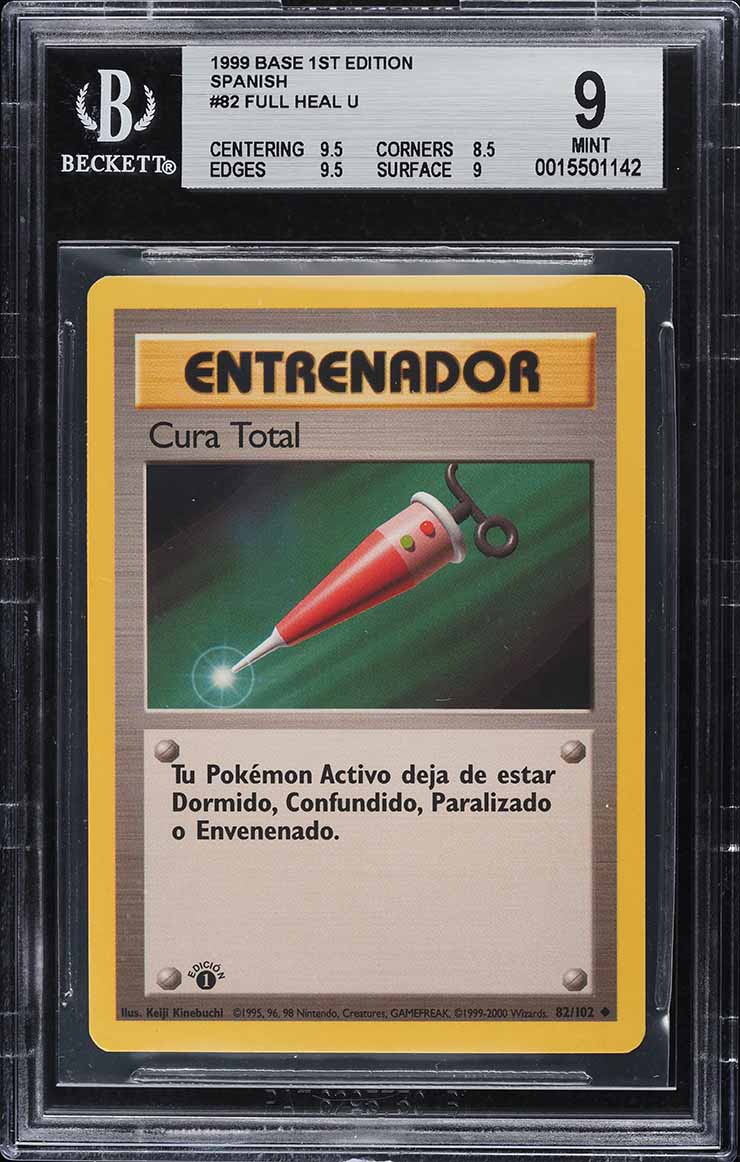 Cura Total (Full Heal) 1ra Edición Base Set Español 1999 #82 - BGS 9 MINT (Pokémon TCG)