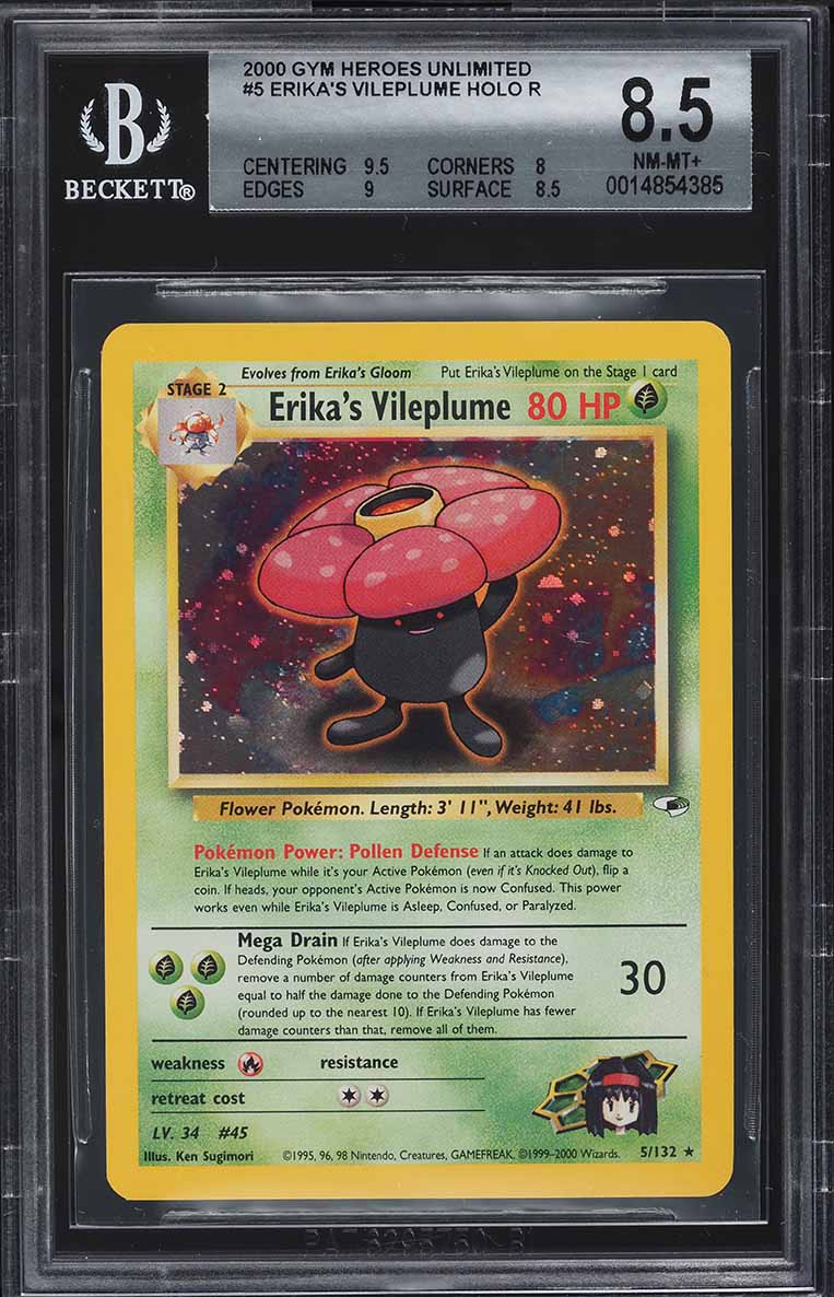 Erika’s Vileplume Holo 2000 Gym Heroes #5 BGS 8.5 NM-MT+ (Erika’s Vileplume)