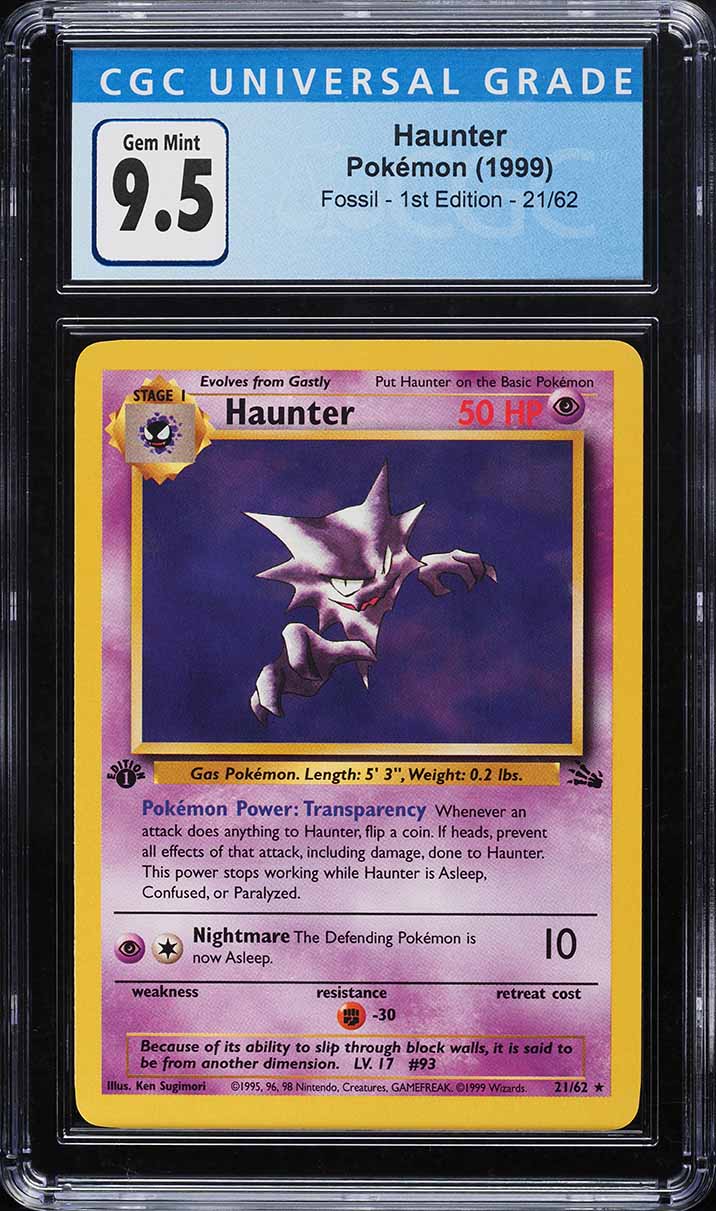 Haunter 1st Edition Fossil 1999 #21 - CGC 9.5 GEM MINT (Pokémon TCG)