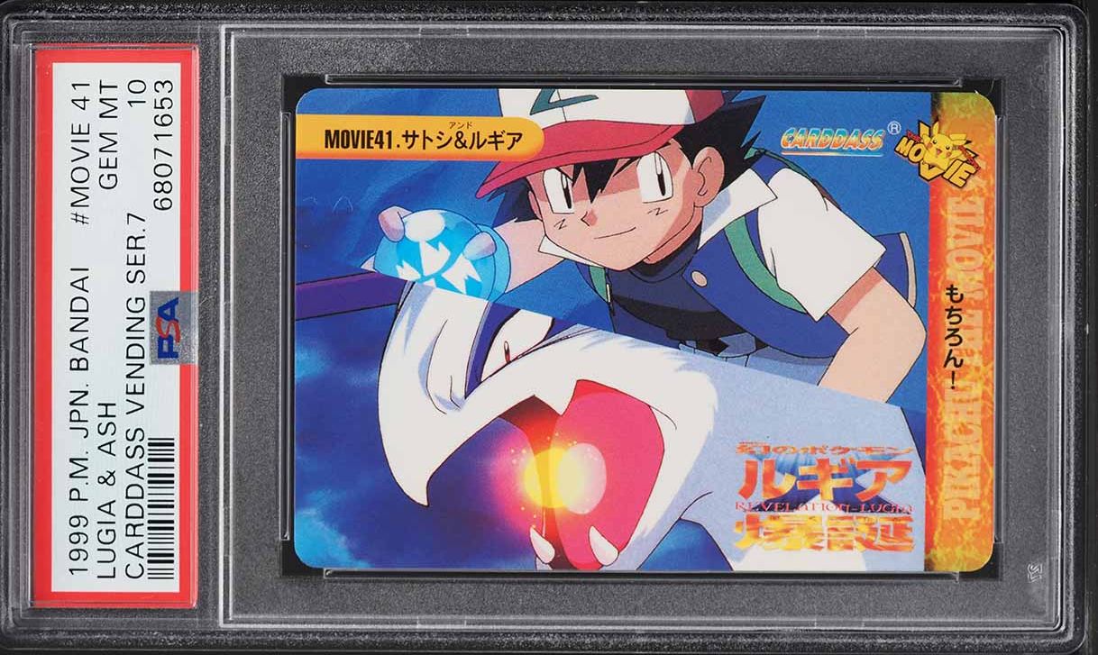 Lugia & Ash (Carddass Vending Series 7 / サトシ＆ルギア) 1999 #MOVIE41 - PSA 10 GEM MINT