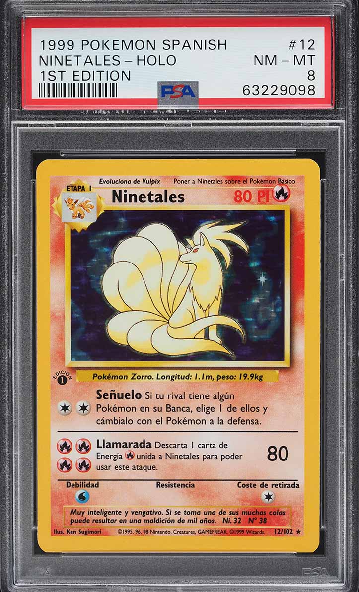 Ninetales Holo 1st Edition (Base Set Español / Ninetales) 1999 #12 - PSA 8 NM-MT