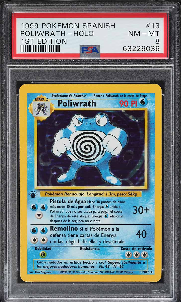 Poliwrath Holo 1st Edition (Base Set Español / Poliwrath) 1999 #13 - PSA 8 NM-MT